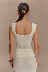 Madeline Scallop Knit Top - Ivory